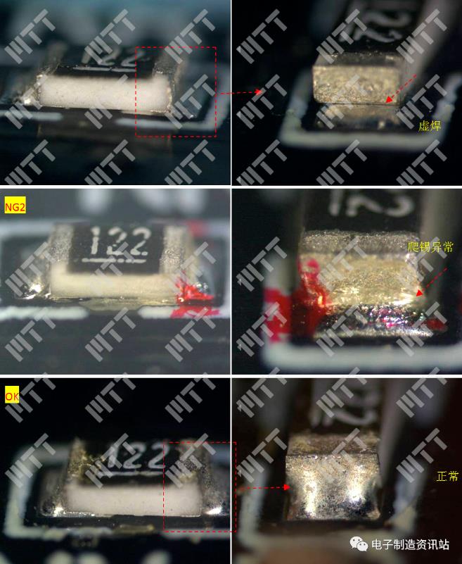 PCBA電阻焊點(diǎn)光學(xué)檢查典型照片