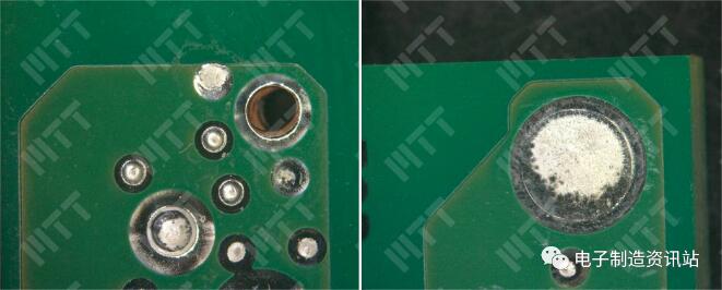 降低爐溫后二次回流NG批次PCB光板浸錫后外觀照片