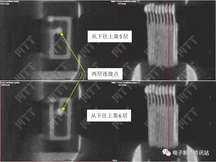 NG樣品定位開路的上下兩層虛擬切片照片
